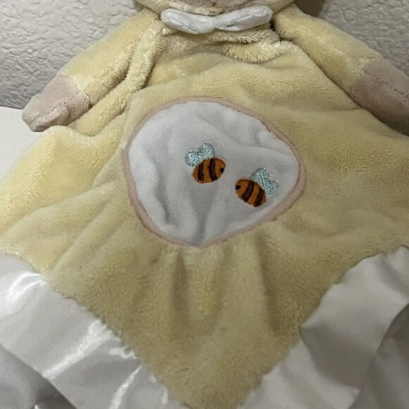 Douglas Baby Lil' Snugglers Security Blanket Yellow Doll Bear Bees Lovey Satin - Picture 3 of 12